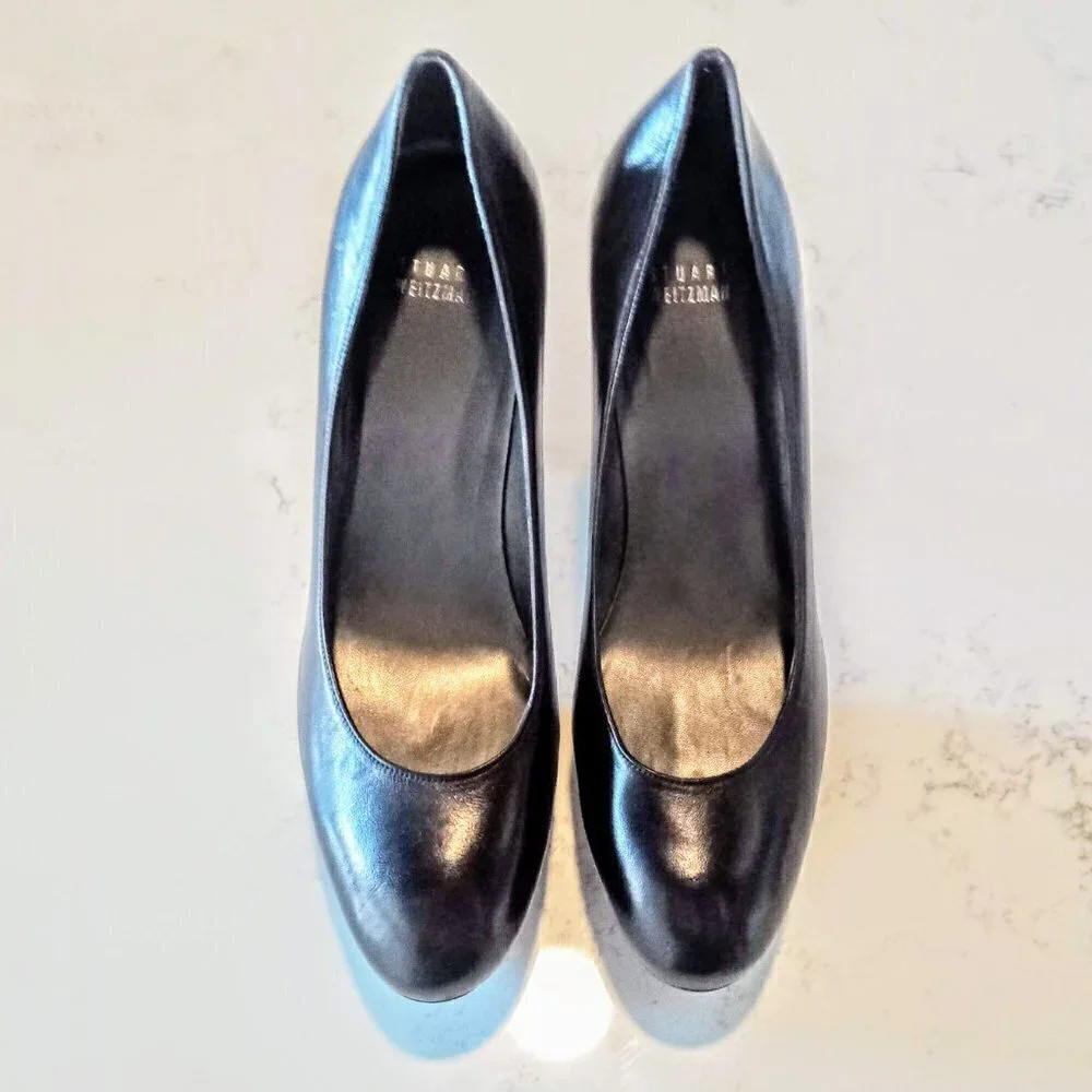 Stuart Weitzman Black Leather Platform Pumps